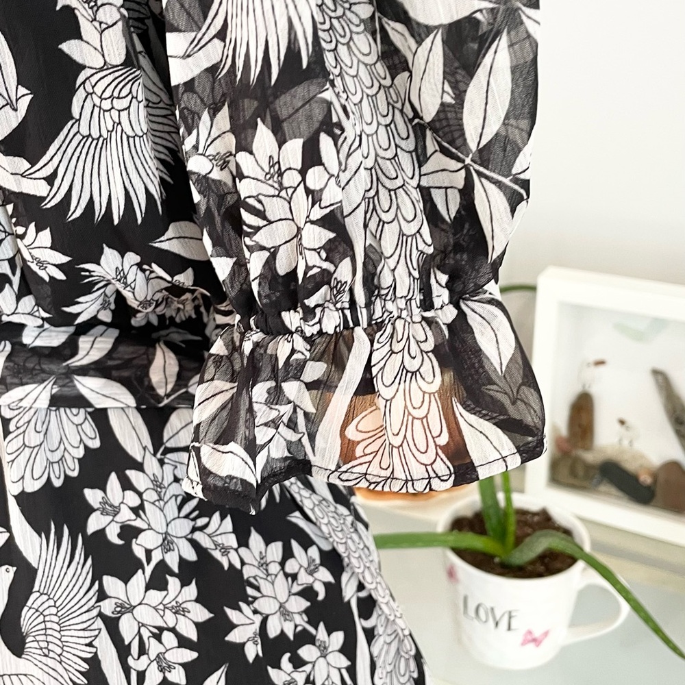 Black and white floral print LC Lauren Conrad Midi Dress - Picture 7 of 10